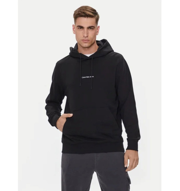 Štýlová čierna mikina s kapucňou pre pánov Calvin Klein Jeans Štýlová čierna mikina s kapucňou pre pánov Calvin Klein Jeans