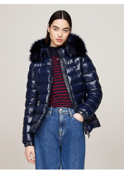 TOMMY JEANS dámska zimná bunda s kapucňou v modrej farbe