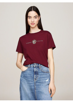 Dámske bavlnené bordové tričko Tommy Jeans