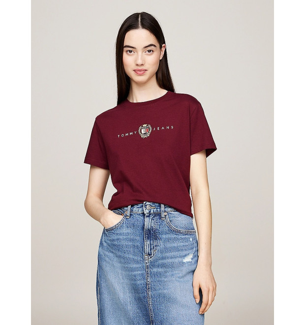 Dámske bavlnené bordové tričko Tommy Jeans Dámske bavlnené bordové tričko Tommy Jeans