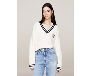 Tommy Jeans dámsky pulóver do véčka biely
