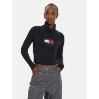 Dámsky krátky čierny pulóver Tommy Jeans Dámsky krátky čierny pulóver Tommy Jeans