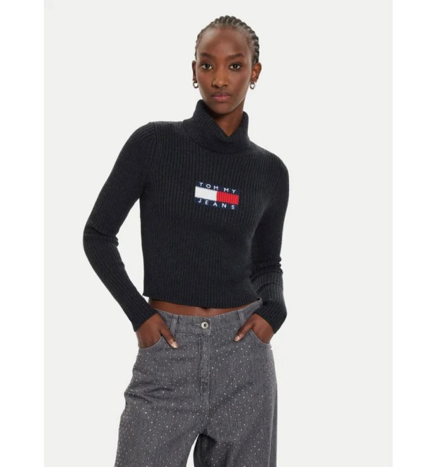 Dámsky krátky čierny pulóver Tommy Jeans 
