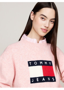 Dámsky sveter Tommy Jeans v ružovej farbe