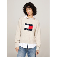 Dámsky sveter Tommy Jeans v krémovej farbe Dámsky sveter Tommy Jeans v krémovej farbe