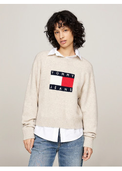Dámsky sveter Tommy Jeans v krémovej farbe
