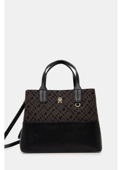 Dámska čierna kabelka s monogramom značky Tommy Hilfiger 