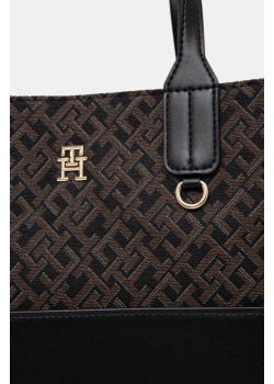 Dámska čierna kabelka s monogramom značky Tommy Hilfiger 