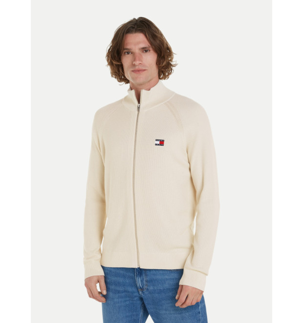 Tommy Jeans pánsky sveter na zips béžový Tommy Jeans pánsky sveter na zips béžový