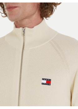 Tommy Jeans pánsky sveter na zips béžový