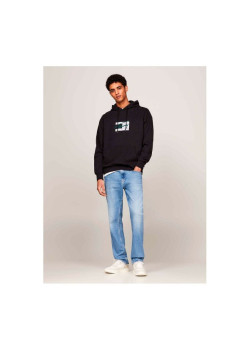 Bavlnená čierna mikina s kapucňou Tommy Jeans 