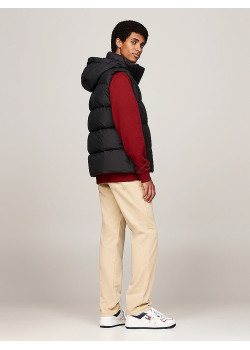 Tommy Hilfiger pánska páperová vesta s kapucňou čierna