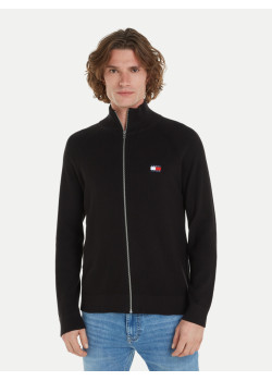 Tommy Jeans pánsky sveter na zips čierny