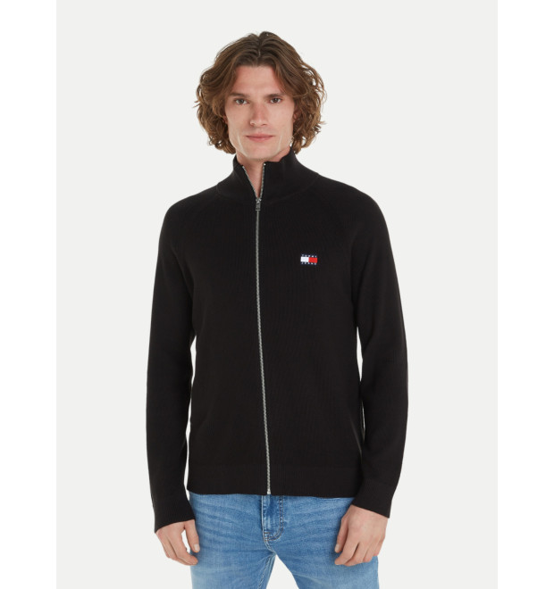 Tommy Jeans pánsky sveter na zips čierny