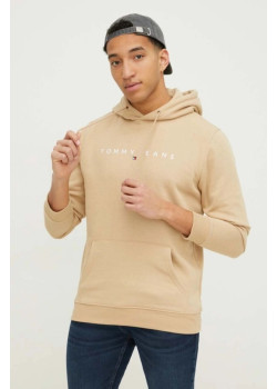 Tommy Jeans pánska bavlnená mikina v béžovej farbe