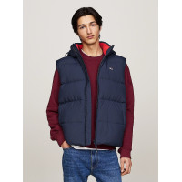 Tommy Hilfiger pánska páperová vesta s kapucňou modrá