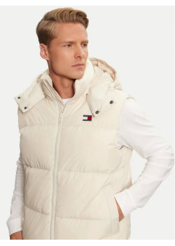 Tommy Hilfiger pánska zimná vesta s kapucňou béžová