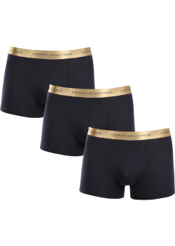 Tommy Hilfiger sada pánskych boxeriek 3pack v čiernej farbe so zlatou gumou