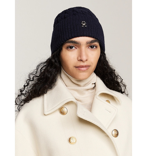 Tommy Hilfiger dámska pletená čiapka tmavomodrá