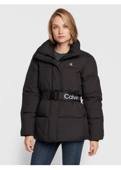 Dámska zimná čierna  bunda Calvin Klein s opaskom