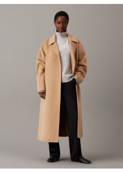 Calvin Klein dámsky vlnený zavinovací kabát hnedá