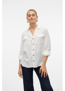 VERO MODA BUMPY dámska košeľa biela