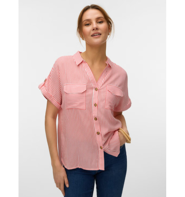 Vero Moda BUMPY košeľa pruhovaná červená Vero Moda BUMPY košeľa pruhovaná červená
