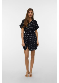 Vero Moda BUMPY bodkované šaty čierne