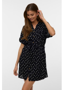 Vero Moda BUMPY bodkované šaty čierne