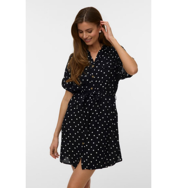 Vero Moda BUMPY bodkované šaty čierne
