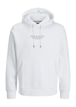 JACK & JONES pánska mikina s kapucňou Premium biela