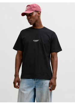 JACK & JONES pánske tričko voľné čierne s potlačou