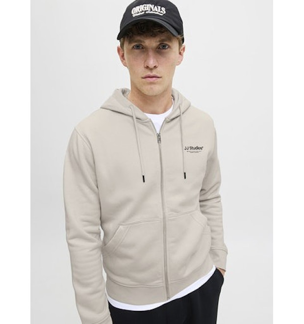JACK & JONES mikina s kapucňou so zipsom béžová JACK & JONES mikina s kapucňou so zipsom béžová