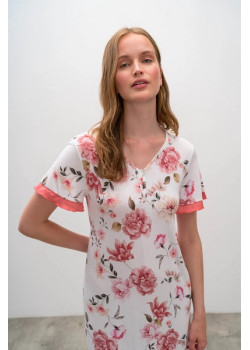 Dámska pohodlná nočná košieľka s kvetinovým vzorom Plus size
