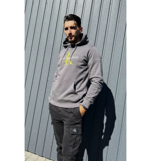 Mikina s kapucňou Calvin Klein sivá Mikina s kapucňou Calvin Klein sivá
