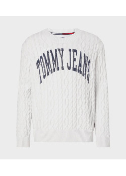 Tommy Hilfiger pánsky pletený sveter s logom sivý