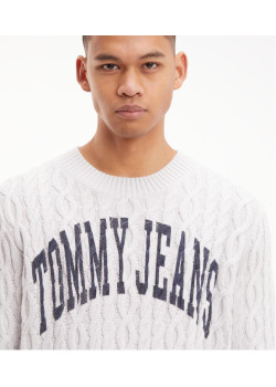 Tommy Hilfiger pánsky pletený sveter s logom sivý