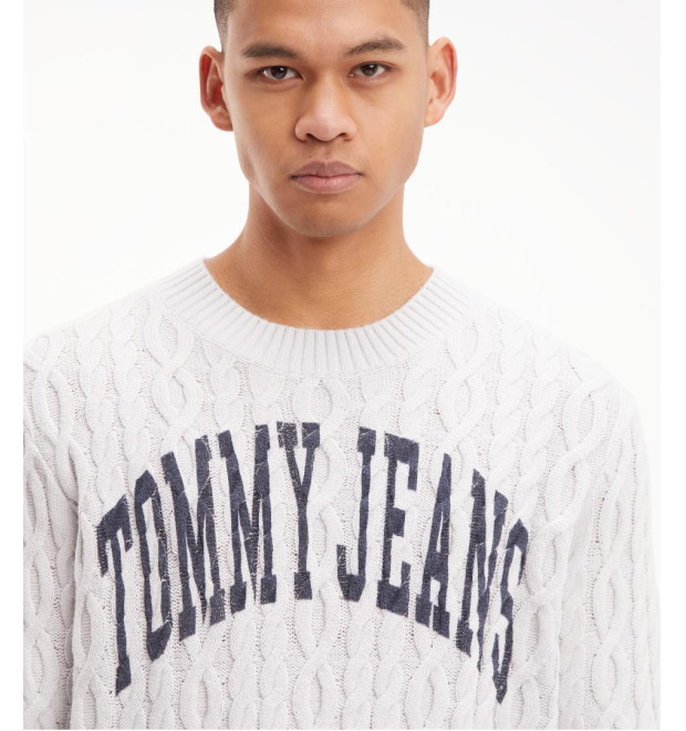 Tommy Hilfiger pánsky pletený sveter s logom sivý Tommy Hilfiger pánsky pletený sveter s logom sivý