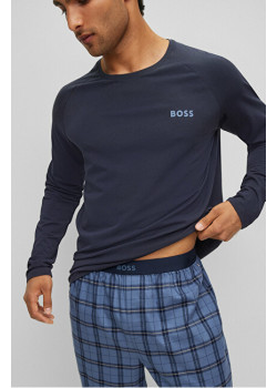Hugo Boss pánske bavlnené pyžamo dlhé modré