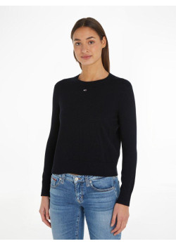 Tommy Jeans dámsky pulóver s malým logom čierny