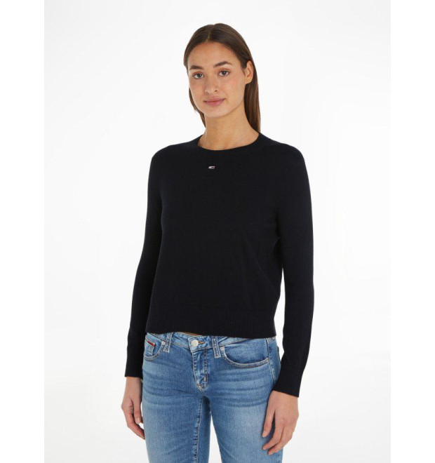 Tommy Jeans dámsky pulóver s malým logom čierny Tommy Jeans dámsky pulóver s malým logom čierny