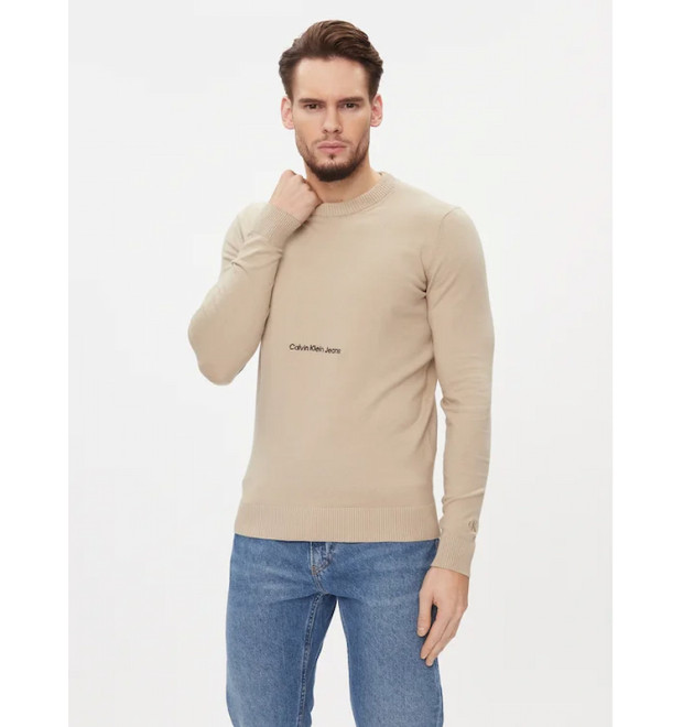 Calvin Klein pánsky pohodlný pulóver s logom béžový Calvin Klein pánsky pohodlný pulóver s logom béžový