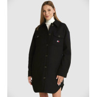 Tommy Hilfiger dámsky kabát v štýle košele čierny Tommy Hilfiger dámsky kabát v štýle košele čierny
