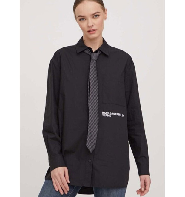 Čierna dámska košeľa oversize Karl Lagerfeld Čierna dámska košeľa oversize Karl Lagerfeld