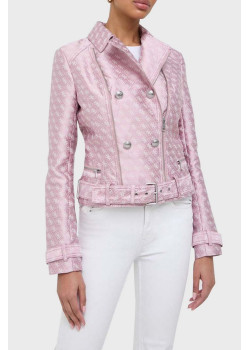 Guess Olivia Moto bunda z imitácie kože ružová