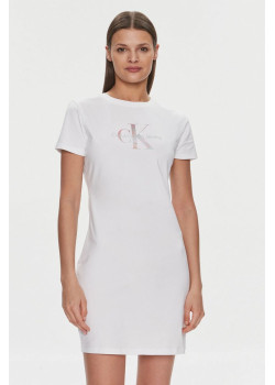 Calvin Klein priliehavé tričkové šaty biele