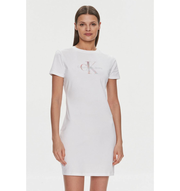 Calvin Klein priliehavé tričkové šaty biele