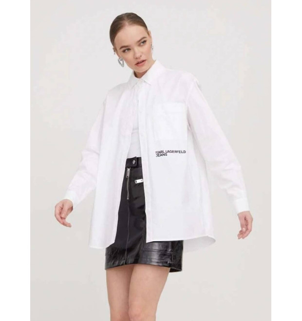 Biela dámska košeľa oversize Karl Lagerfeld Biela dámska košeľa oversize Karl Lagerfeld