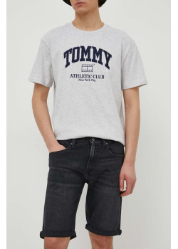 Pánske čierne rifľové slim kraťasy Tommy Hilfiger