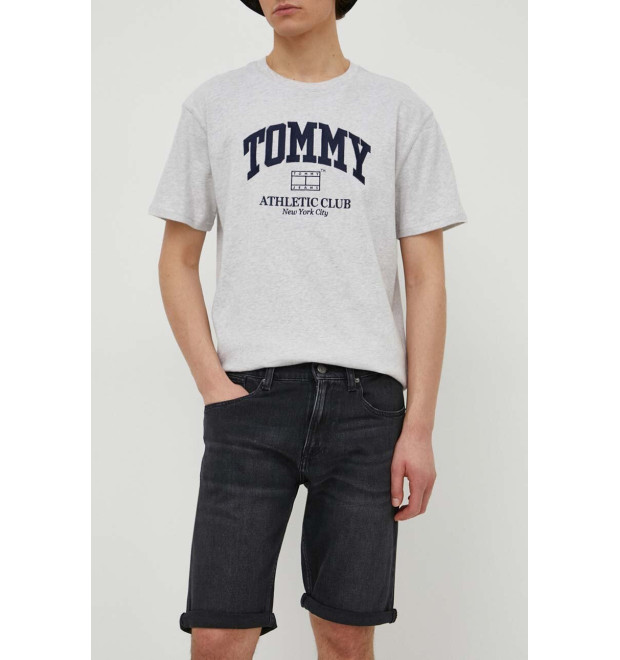 Pánske čierne rifľové slim kraťasy Tommy Hilfiger